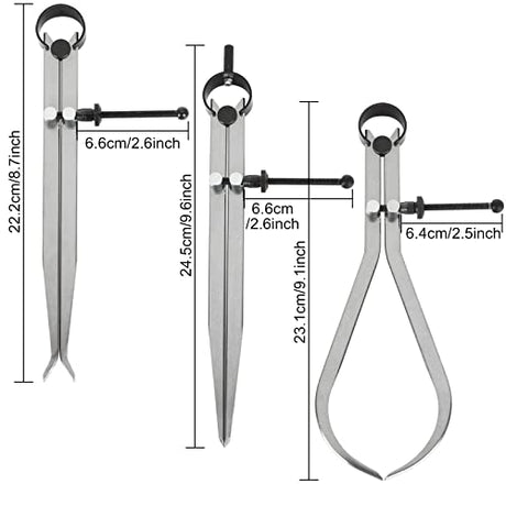 Acrux7 3pcs 8 Inch Long Spring Caliper Set, Carbon Steel Outside Divider Caliper Compass, Calipers Measuring Tool for Wood Turning Lathe Projects Acrux7