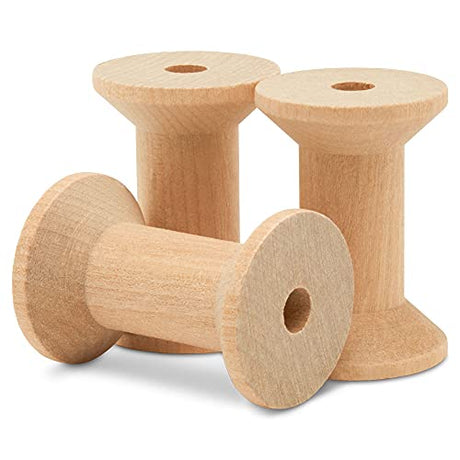 Hourglass Wooden Spools 2 x 1-3/8 Inch, Pack of 50 Large Wood Spools, Unfinished Birch, Splinter-Free for Crafts by Woodpeckers Woodpeckers