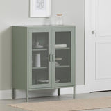 South Shore Eddison Metal Mesh 2-Door Storage Cabinet, Sage Green South Shore