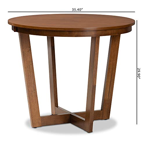 Baxton Studio Alayna Modern and Contemporary Walnut Brown Finished 35-Inch-Wide Round Wood Dining Table - WoodArtSupply