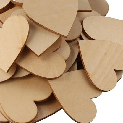 hobbyhub 100Pcs Wood Heart-Shaped Unfinished Blank Wooden Slices 5cm Hanging Decorations for DIY Crafts - WoodArtSupply