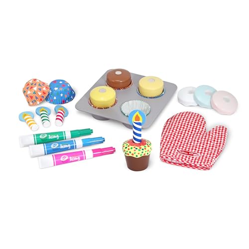 Melissa & Doug Bake and Decorate Wooden Cupcake Play Food Set Melissa & Doug