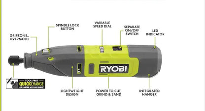 RYOBI 12V Cordless Rotary Tool Kit - WoodArtSupply