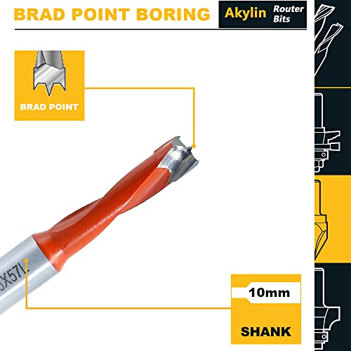 Akylin 3 Pcs 10mm Shank Hinge Boring Set, Solid Carbide Tipped Akylin