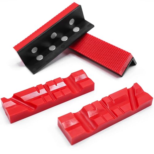 S&F STEAD & FAST Soft Jaws for Bench Vise 4.5", 2 pairs, Strongly Magnetic Vise Jaw Pads, TPU, Multi-groove and Textured Inserts, for Clamping S&F STEAD & FAST