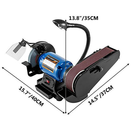 Happybuy 2 IN 1 2inch Belt Grinder for Knife Making 6inch 3450rpm per min Belt and Disc Bench Sander 90 Degree Belt Holder with Sturdy Base and LED - WoodArtSupply