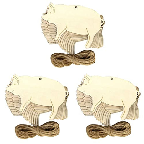 BESTOYARD Home Decorations Present Labels Gift Label 30 pcs Wood Pigs Wood Label Tags Wooden Label Tags Blank Pigs Chips Pieces Embellishments BESTOYARD