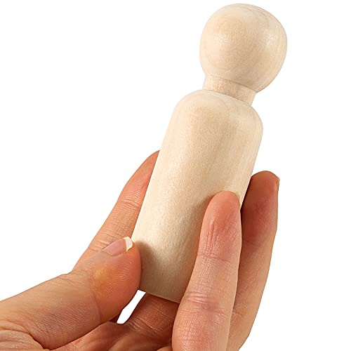 HAKZEON 40 Pack 3-1/2 Inches Unfinished Wooden Peg Dolls, Decorative Wooden Peg Doll People, Wooden Peg Doll Body for Painting, DIY Craft Art - WoodArtSupply