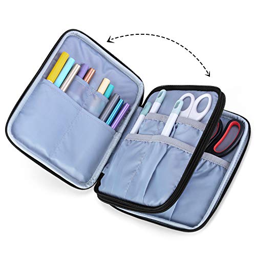 LUXJA Carrying Bag Compatible with Cricut Pen Set and Basic Tool Set, Double-layer Organizer Compatible with Cricut Accessories (Bag Only), Gray Dots - WoodArtSupply