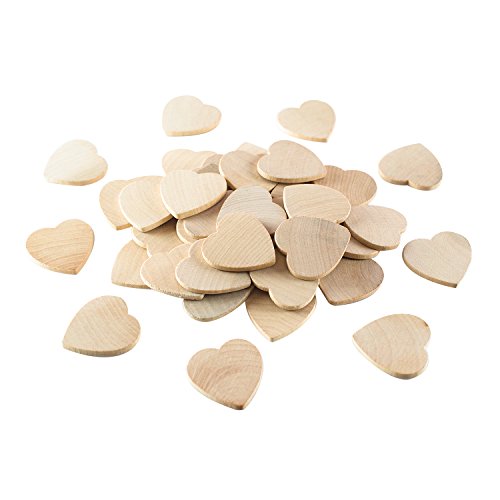 Round Heart Shaped Unfinished 1.3" Wood Cutout Circles Chips for Board Game Pieces, Arts & Crafts Projects, Ornaments (50 Pieces) Super Z Outlet