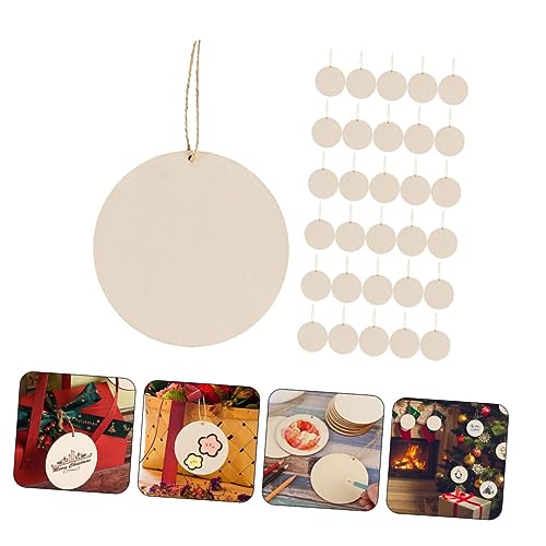 BESPORTBLE 1 Set Oval Wood Crafts Wooden Pieces Unfinished Wood Slices Label DIY Wood Cutouts with Hole Wood Chips Decorations Rope Blank Wood Slices BESPORTBLE