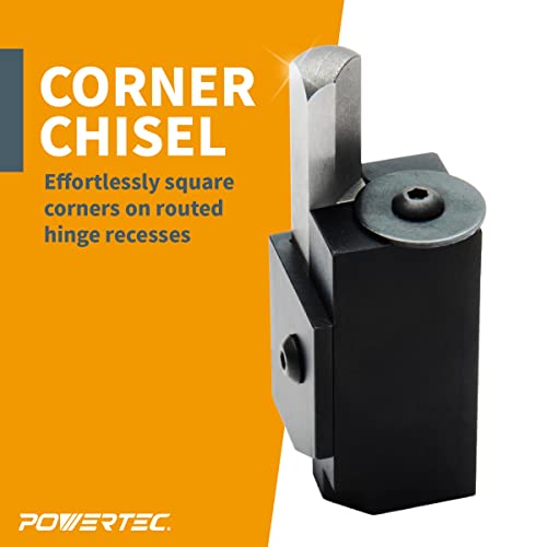 POWERTEC 71036 Squaring Chisel w/Premium Grade HSS Blade | Hinge Recess Corner Wood Chiseling Tool POWERTEC