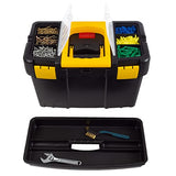 Portable Tool Box with Wheels - Stackable 2-in-1 Tool Chest with Fold-Down Comfort Handles, Tough Latches, and Removable Storage Trays by Stalwart Stalwart