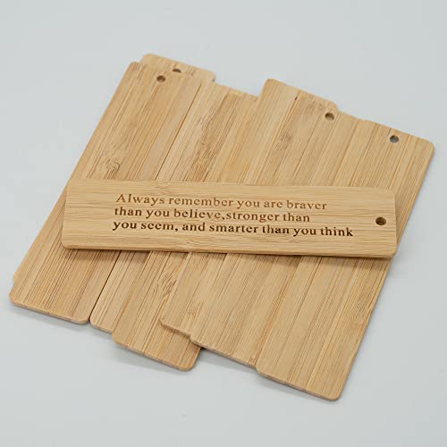 TFoRibbon Blank Bamboo Bookmark Engraving Bamboo Blanks Bookmarks Unfinished Wood Hanging Tags 20 Pcs (Length:4.7 Inch)