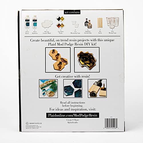 Mod Podge, Coasters One Epoxy Kit Includes Hardener, Resin Molds Silicone, Glitter Packs, Cups, Inks and Stir Sticks, 25296E - WoodArtSupply