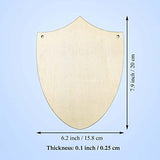 6pcs Wooden Shield Shapes Wood Sign Blank Hanging Wooden Plaque Unfinished Wood Cutouts DIY Craft Project Ornaments for Father's Day Halloween JANOU