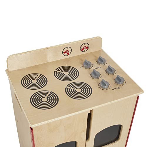 ECR4Kids Play Kitchen Stove, Wooden Playset, Natural - WoodArtSupply