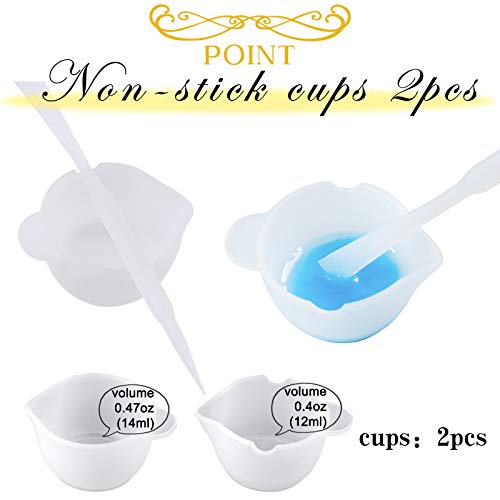 Epoxy Resin Casting Tools Set Silicone Measuring Cups, Round Mats, Stirring Stick and Spoon, 6-kit for Mixing UV Resins, Pigment, Paints FUNSHOWCASE