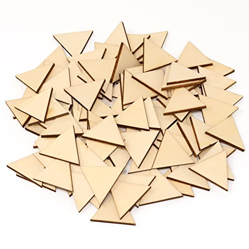 yueton 100PCS 30mm/1.2inch Triangle Unfinished Blank Wood Pieces Wood Slices Wood Chips Embellishments for DIY Crafts, Home Decoration, Board Games,