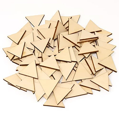 yueton 100PCS 30mm/1.2inch Triangle Unfinished Blank Wood Pieces Wood Slices Wood Chips Embellishments for DIY Crafts, Home Decoration, Board Games,