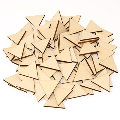 yueton 100PCS 30mm/1.2inch Triangle Unfinished Blank Wood Pieces Wood Slices Wood Chips Embellishments for DIY Crafts, Home Decoration, Board Games, yueton