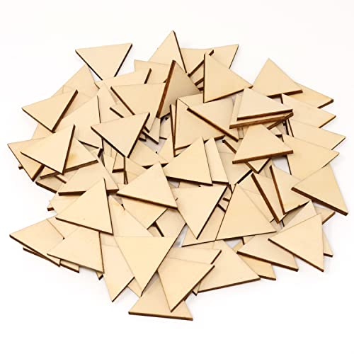 yueton 100PCS 30mm/1.2inch Triangle Unfinished Blank Wood Pieces Wood Slices Wood Chips Embellishments for DIY Crafts, Home Decoration, Board Games, - WoodArtSupply