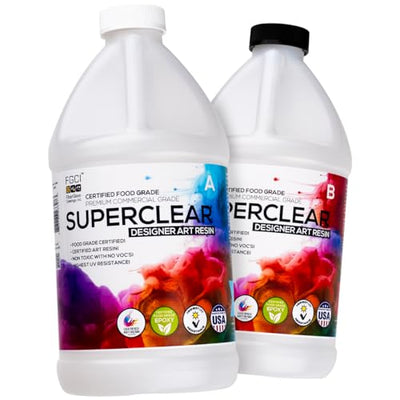 Designer Art Resin 1 GAL Kit / 128 oz, Clear Resin Epoxy for Craft Resin Art DIY, Bubble Free, High Gloss Finish, Food Grade Safe, BPA & VOC Free,
