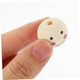 KALLORY 20pcs Doll Wooden Beads Wood Round Beads Wooden Balls Unfinished Wood Beads Jewelry Making Beads Smiling Face Bead Jewels Wooden Beads for KALLORY