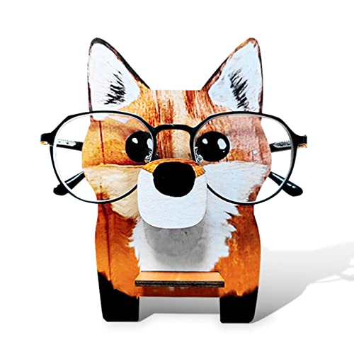 Keweis Creative Glasses Holder Stand, Cute Animal Handmade Wooden Carving Eyeglass Holder, Sunglasses Spectacle Display Rack for Home, Office, Desk, - WoodArtSupply