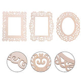 Healifty 6pcs Hollow Window Grille Pendant Wood Mirror Shape Cutout Blank Wood Cutout Blank Wood Ornament Home Decor Mini Craft Unfinished Wooden Healifty