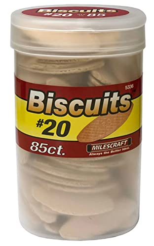 Milescraft 5336 #20 Biscuits in a Bottle (85 pc.) - For use in Wood Joining, Woodworking, and Crafting. Works with Standard Biscuit Joiners. – Size - WoodArtSupply