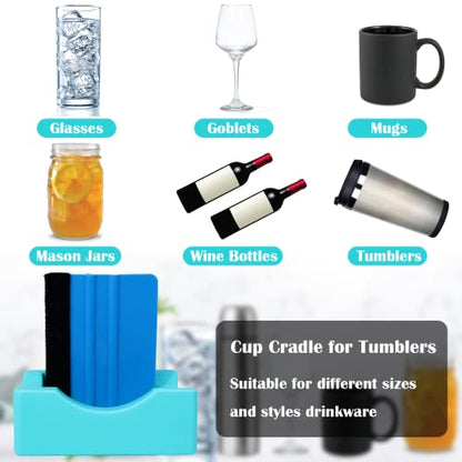 Mity rain Cup Cradle for Tumblers, Sturdy with Felt Squeegee Use to Apply Vinly Decal - Keep Tumblers/Coffee Cups/Glass Cans in Place, Silicone - WoodArtSupply