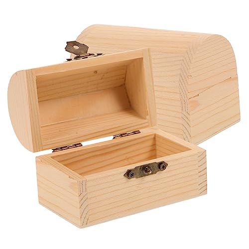 Yardenfun 2pcs Pirate Treasure Chest Wooden Box Locking Jewelry Box Pirate Jewelry Mini Unfinished Treasure Chest Kids Storage Organizer Vintage - WoodArtSupply