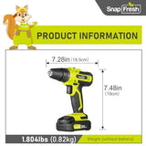 SnapFresh Cordless Drill - 20V Cordless Drill with Battery and Charger, Power Drill Set with 2 Variable Speed, 21+1 Torque Setting, Lightweight, LED, SnapFresh