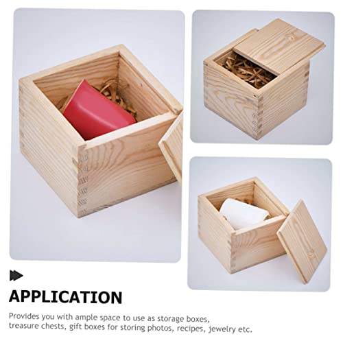 TEHAUX Box Gift Packaging Wooden Box Wood Crates Wooden Crate Jewelry Organizer Tray Unfinished Wooden Storage Square Vases for Flowers Wooden Vase TEHAUX
