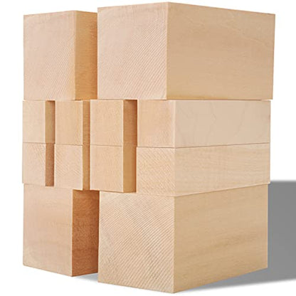 YIPLED Unfinished Basswood Carving Blocks Kit, 12 Pack Rectangular Wooden Blocks for DIY Carving, Crafting and Whittling for Adults Beginner and