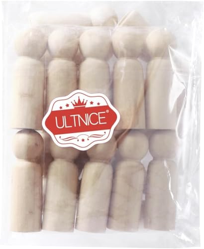 ULTNICE 20PCS Wooden Peg Doll Unfinished Wooden People Bodies Angel Dolls for DIY Craft - WoodArtSupply