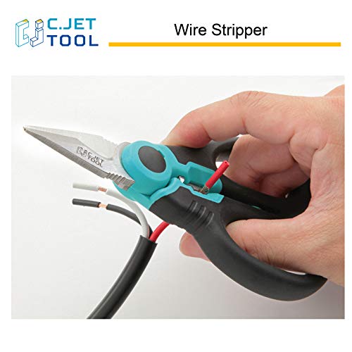 C.JET TOOL 6" Stainless Electrician Scissors Heavy Duty Professional for Aluminium Copper Soft Cable (Turquoise) - WoodArtSupply