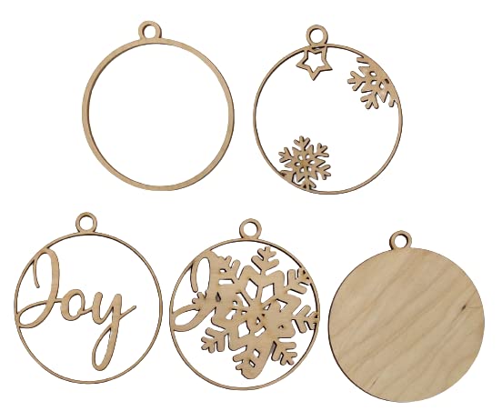 Joy Snowflake Door Sign 5 Pieces Laser Cut Out Unfinished RND11 - WoodArtSupply