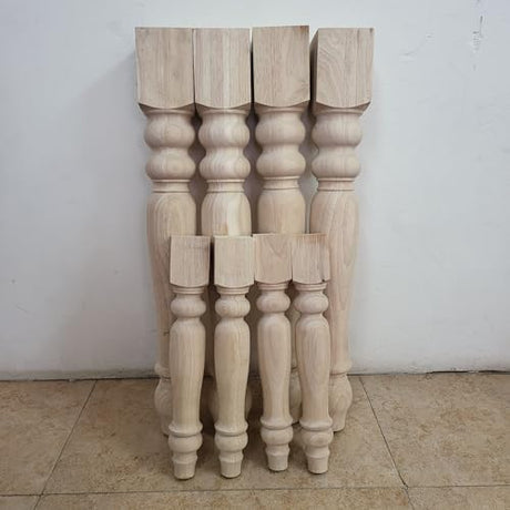 decorluxes Farmhouse Table Legs, Legs for Furniture Set of 4 Unfinished Wood Furniture | Dining Table Legs | Easy to Paint Any Color You Want decorluxes