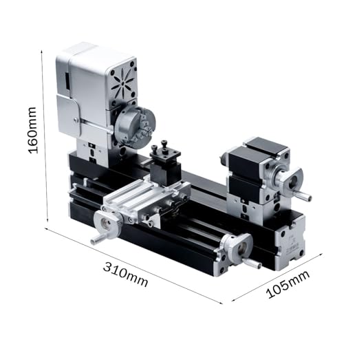 ZR® Electroplated All-metal Mini Miniature Didactical Metal Lathe 50mm Center 36W 20000RPM for Processing Aluminum,Wood, Plastic Materials (Heighten - WoodArtSupply