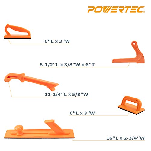 POWERTEC 71009 Push Block and Push Stick Set for Table Saws, Router Tables, Band Saws & Jointers, Dual Ergonomic Handles w/Max Grip, Hand Protection POWERTEC