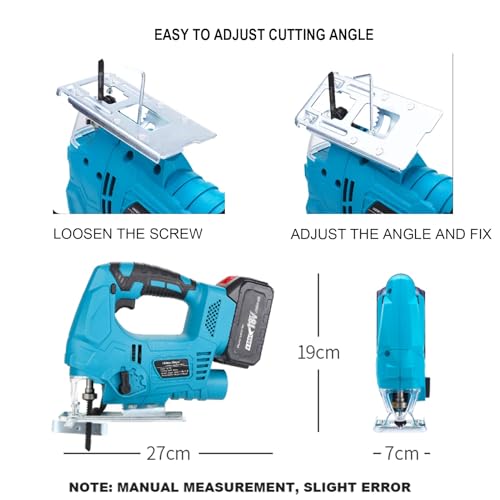 Cordless Jig Saw for Makita 18V Battery(Not Included), Variable Speed Electric JigSaws with Wood Cutter Blades and LED Light，Scale Ruler Heimerdinger
