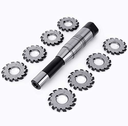 DP16 PA14-1/2 Involute Gear Cutter - Bore22 O.D.55 No.1-8 Gear Cutters with 22mm R8 Shank Milling Arbor Gear Mill Cutter Holder - Lathe CNC Cutting IWONGO