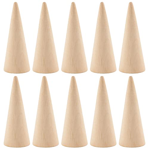 AUEAR, 10 Pack Wooden Cone Wood Ring Cone Display Holder Finger Jewelry Display Stand DIY AUEAR