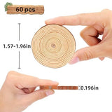 WEOPYCJ Unfinished Natural with Tree Bark Wood Slices,60 Pcs 1.5-2 Inches Wood Pieces Craft Wood kit Circles Crafts Christmas Ornaments DIY Crafts WEOPYCJ