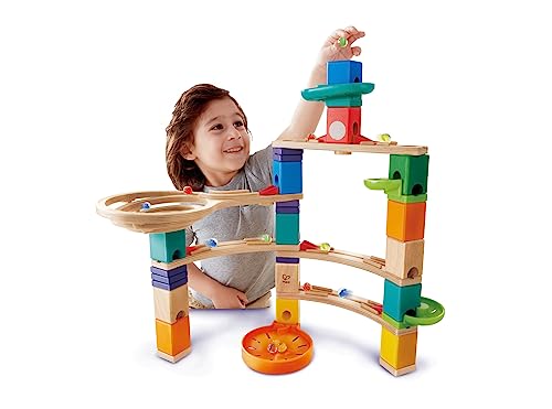 Hape Quadrilla Cliffhanger Wooden Marble Run Blocks | Marble Maze Run Set, Early Educational STEM Development Building Toys For Kids, Multicolor, - WoodArtSupply