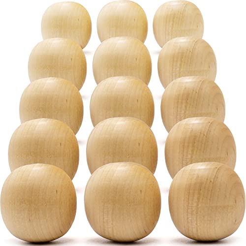 Craft Wood Oval 1,5 Inch, Set 15 Pcs Wooden Beads Oval Unfinished Wood Beads, Doll Heads for Crafts