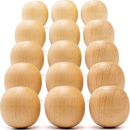 Craft Wood Oval 1,5 Inch, Set 15 Pcs Wooden Beads Oval Unfinished Wood Beads, Doll Heads for Crafts