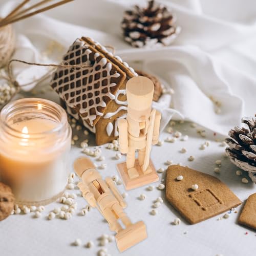 MAGICLULU 3Pcs Christmas Wooden Unfinished Nutcracker Wooden Nutcracker to Paint Unpainted Nutcracker for Christmas Decor DIY Craft MAGICLULU